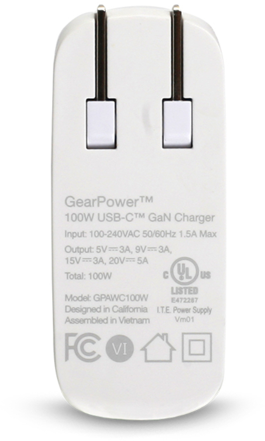 IOGEAR - GPAWC100W - GearPower 100W USB-C GaN Charger [USB-IF]